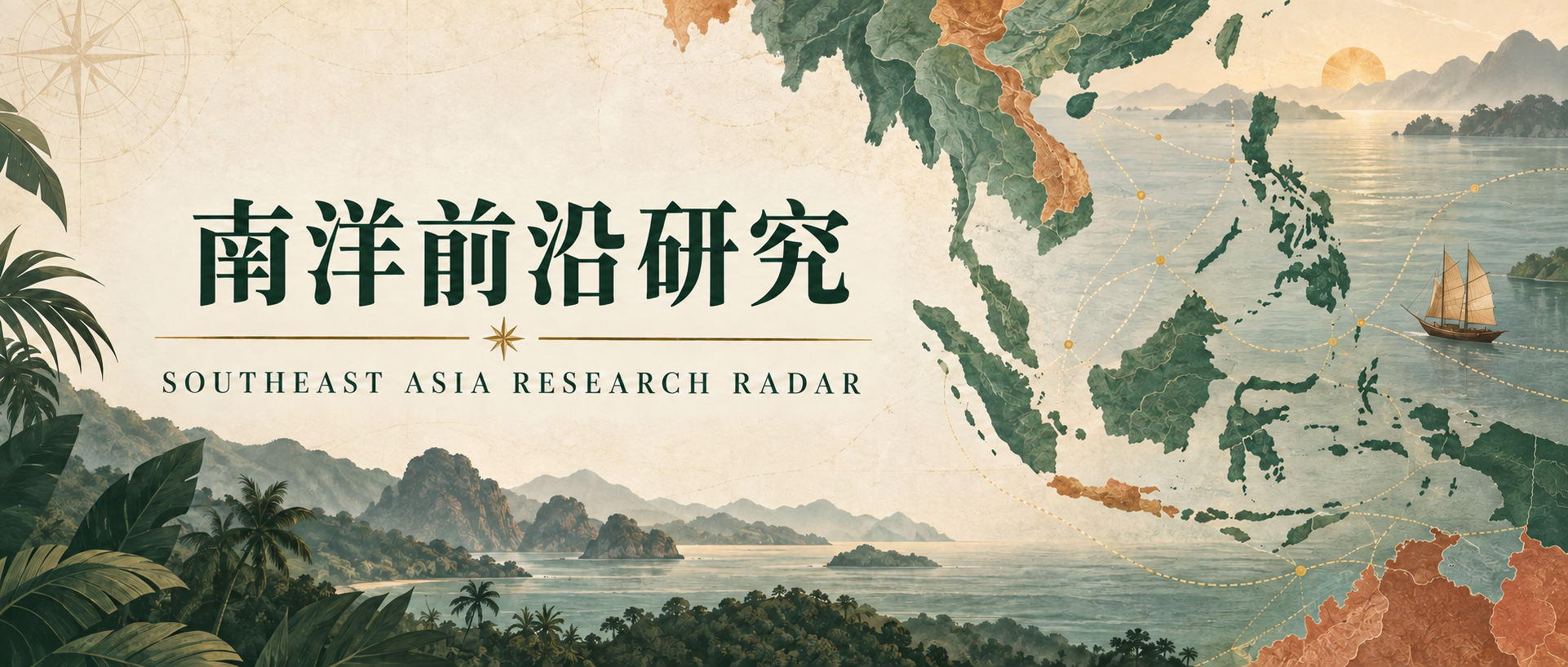 南洋前沿研究封面：东南亚地图与海上航线